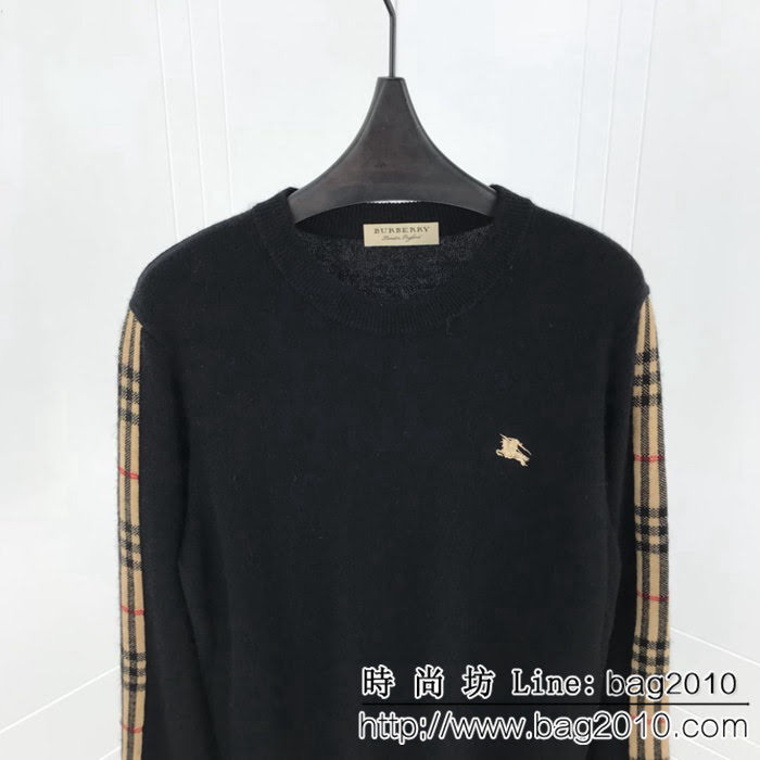 Burberry巴寶莉 18ss秋冬新款貂絨羊毛衫 騎士刺繡小logo 袖子經典格紋 100%羊毛面料 高版本 ydi2343